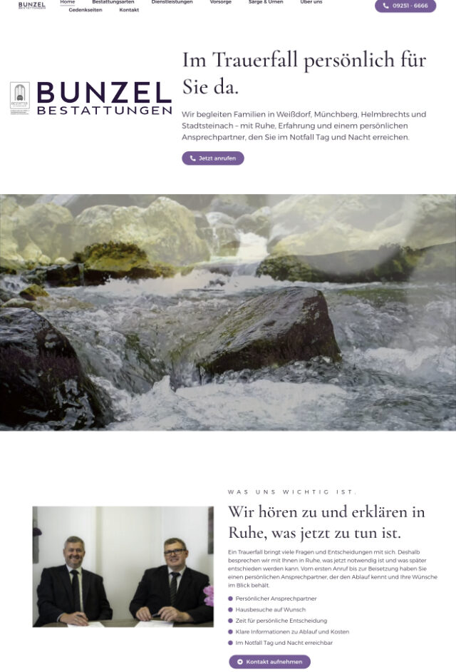 Die neue Website vom Bestattungsinstitut Bunzel ist da.
