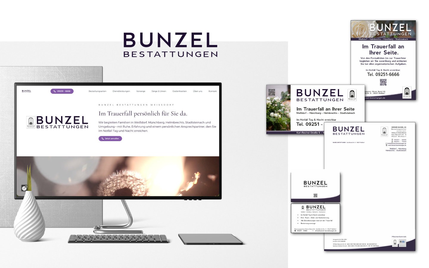 Website und Corporate Design für Bunzel Bestattungen